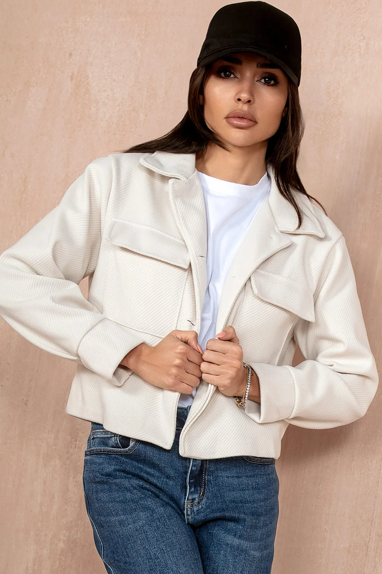 Ruby Cream Cropped Shacket sold by Va Va Voom product image thumbnail 2