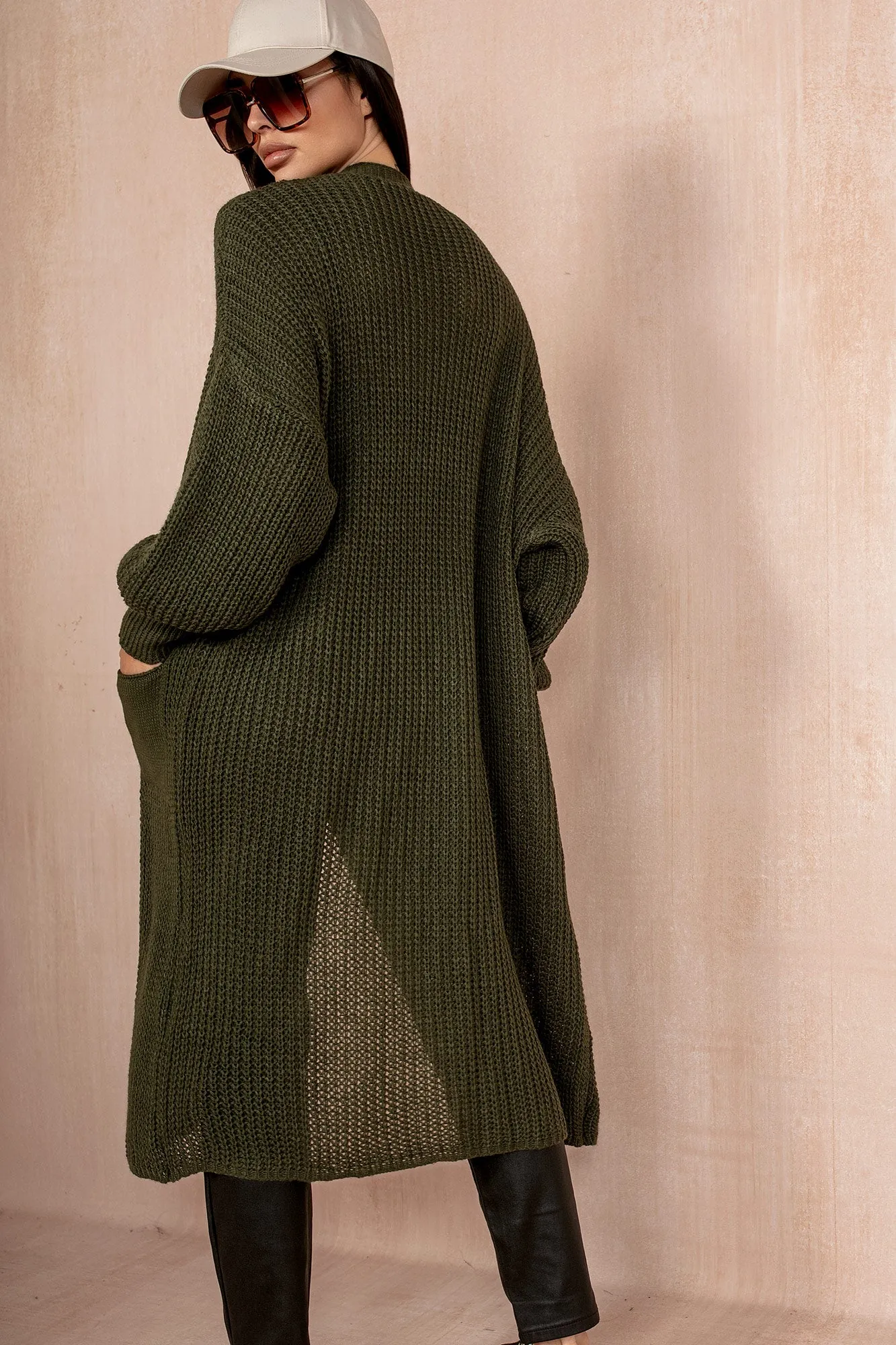 Elouise Khaki Chunky Knit Cardigan sold by Va Va Voom product image thumbnail 3