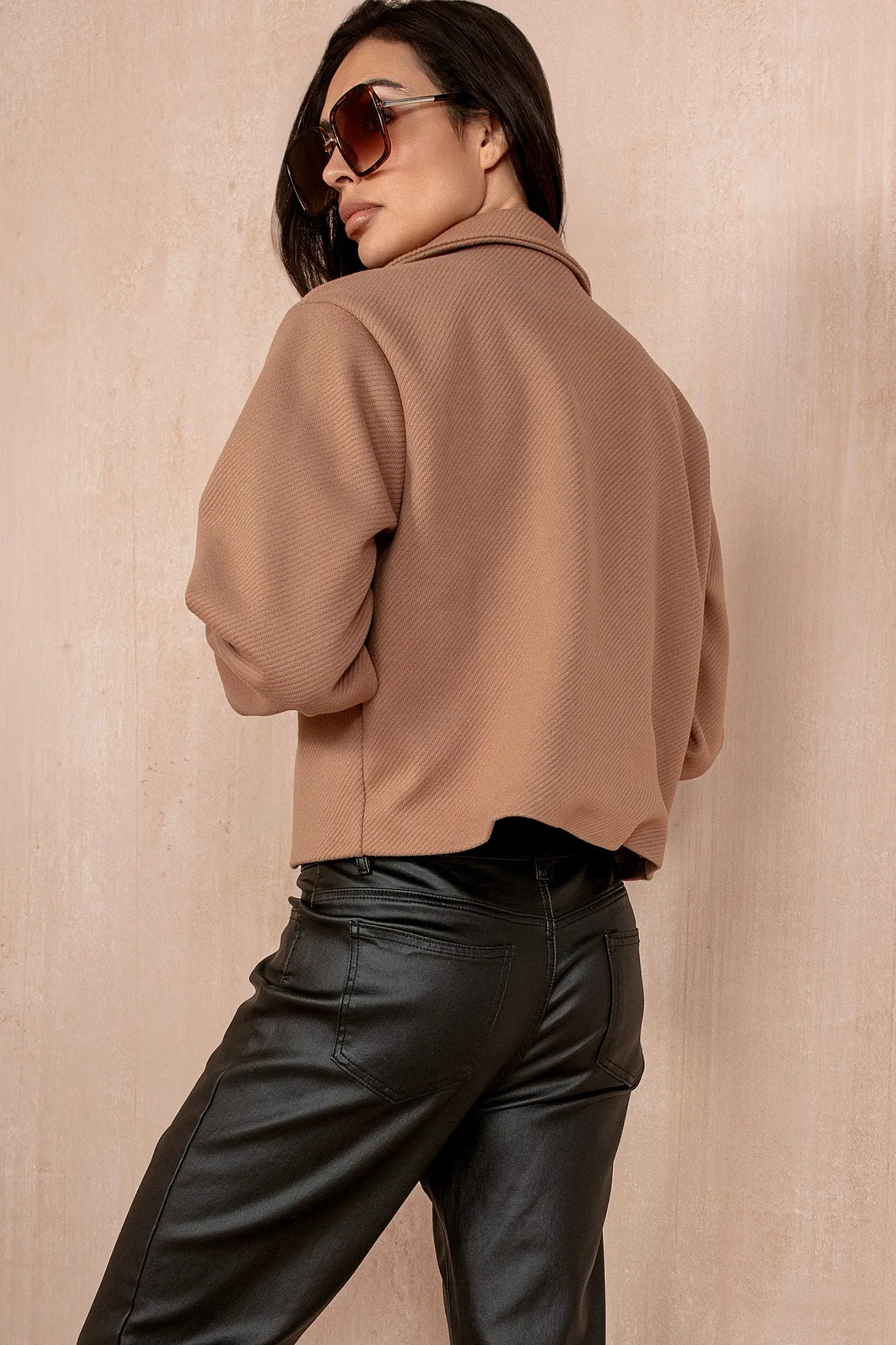 Ruby Tan Cropped Shacket sold by Va Va Voom product image thumbnail 3