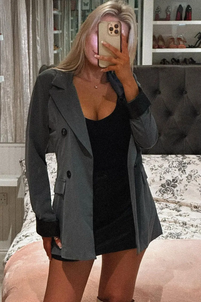 Wilma Grey Leather Cuff Blazer sold by Va Va Voom product image thumbnail 5