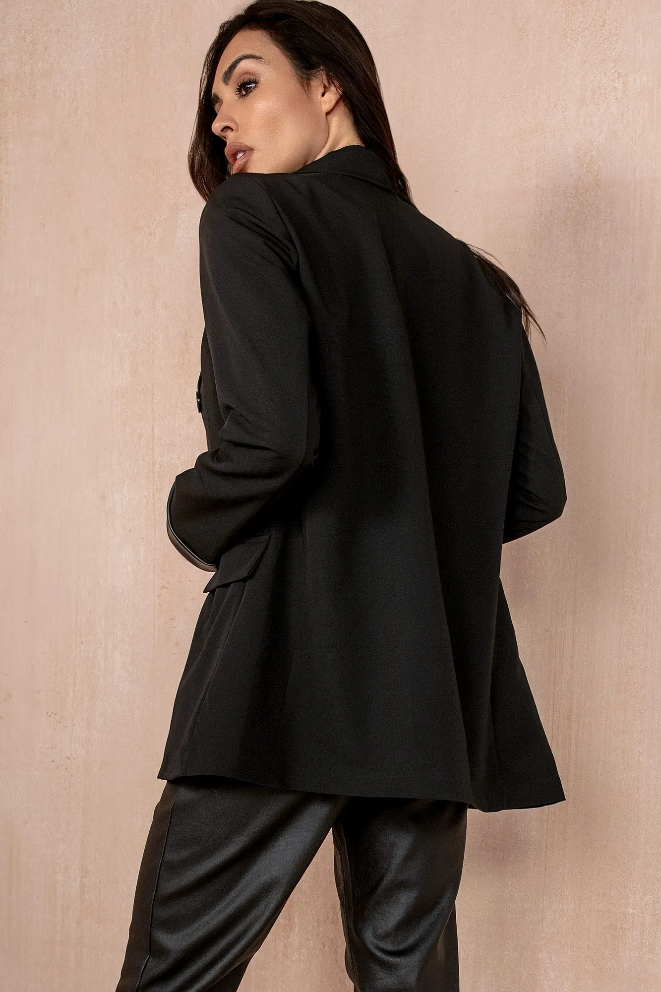 Wilma Black Leather Cuff Blazer sold by Va Va Voom product image thumbnail 2