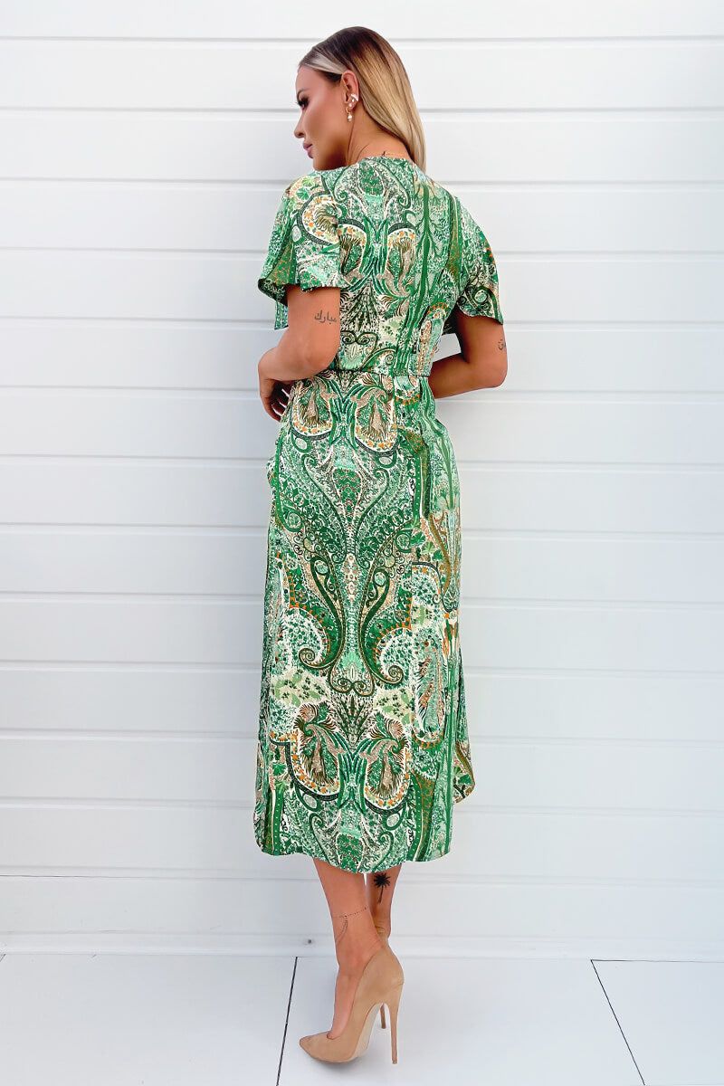 AX Paris Coraline Green Paisley Belted Dress sold by Va Va Voom product image thumbnail 2