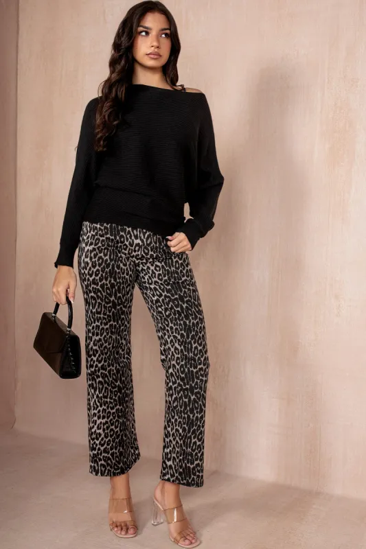 Hilda Leopard Print Straight Leg Jeans sold by Va Va Voom