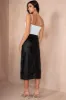 Flora Black Leather Look Midi Skirt sold by Va Va Voom
