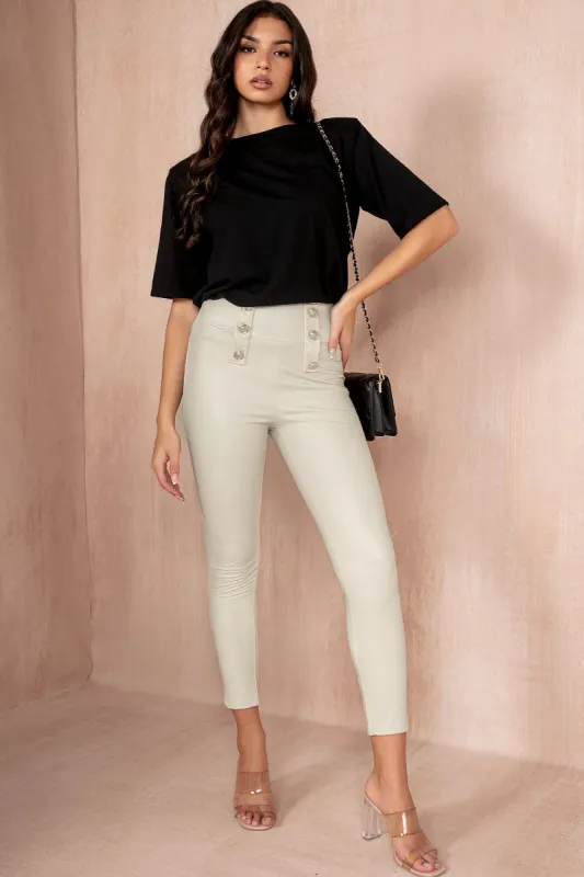 Pearl Stone Leather Look Leggings sold by Va Va Voom