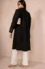 Ariel Black Longline Belted Coat sold by Va Va Voom