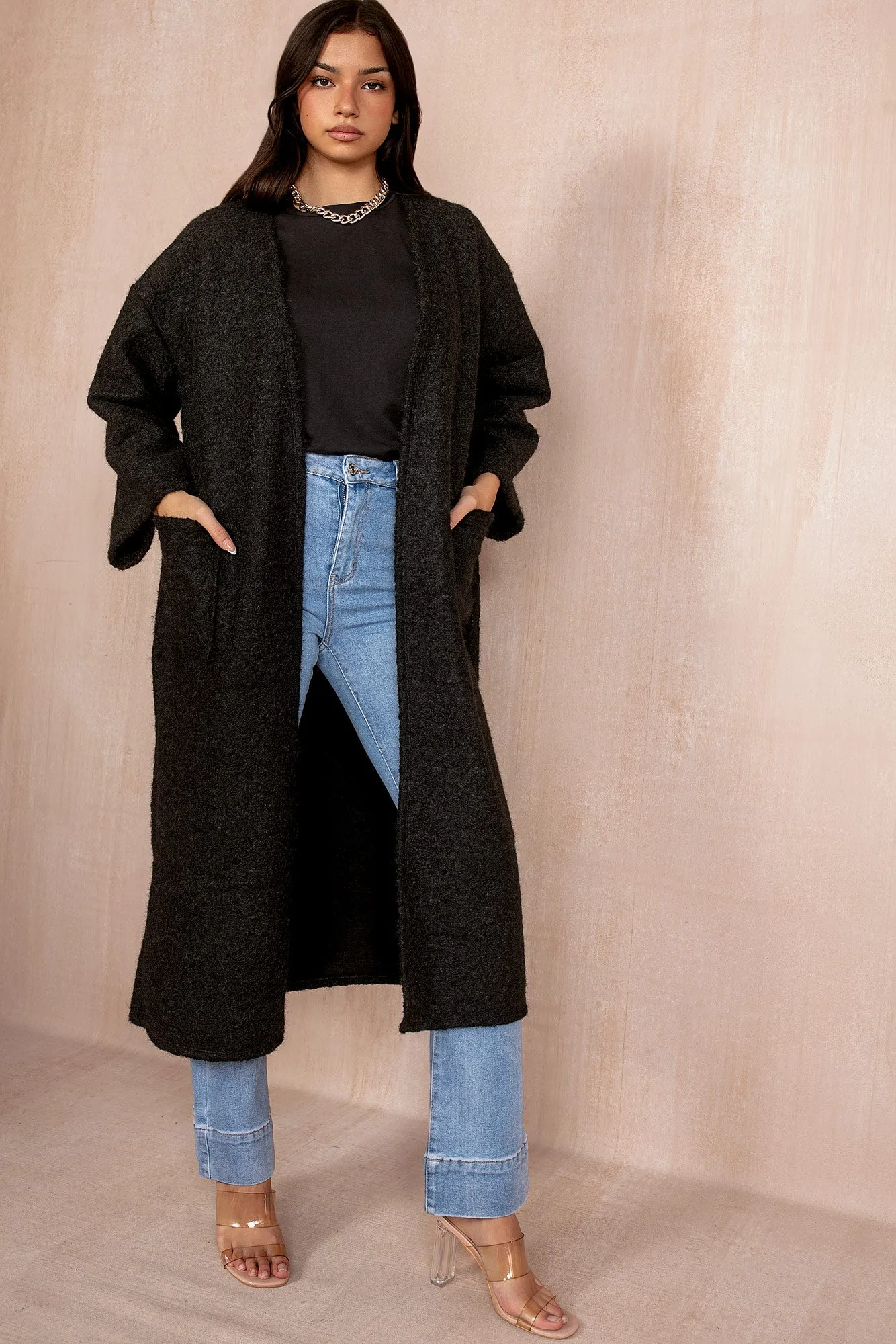 Fiadh Black Borg Longline Coatigan sold by Va Va Voom product image thumbnail 5