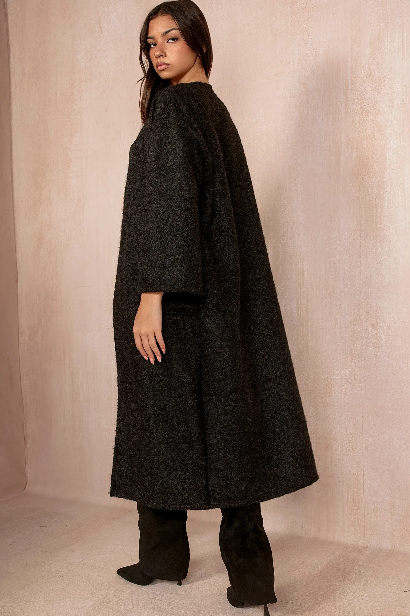 Fiadh Black Borg Longline Coatigan sold by Va Va Voom product image thumbnail 2