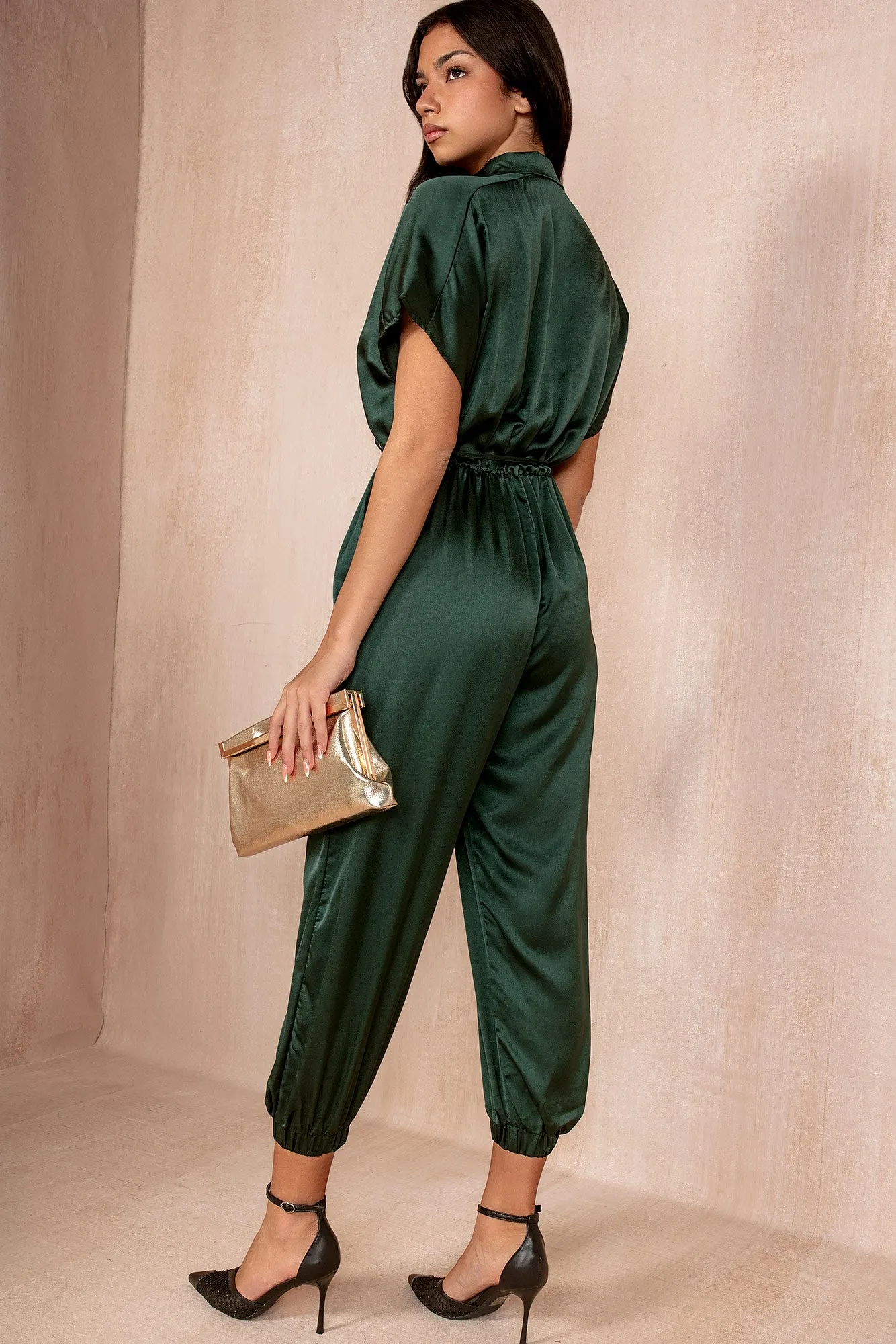 Alexa Green Satin Jumpsuit sold by Va Va Voom product image thumbnail 2