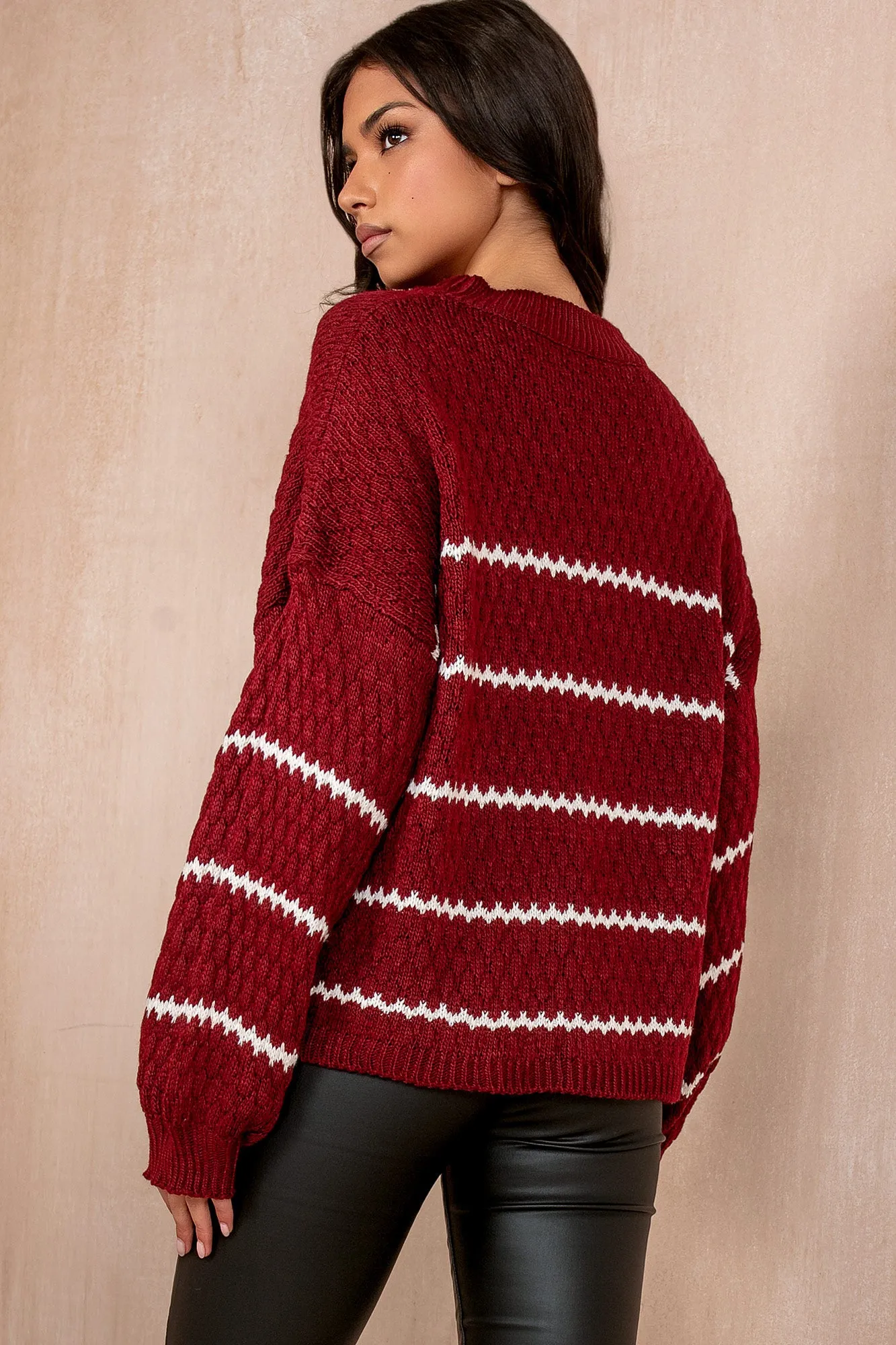 Ryleigh Burgundy Knit Print Jumper sold by Va Va Voom product image thumbnail 2