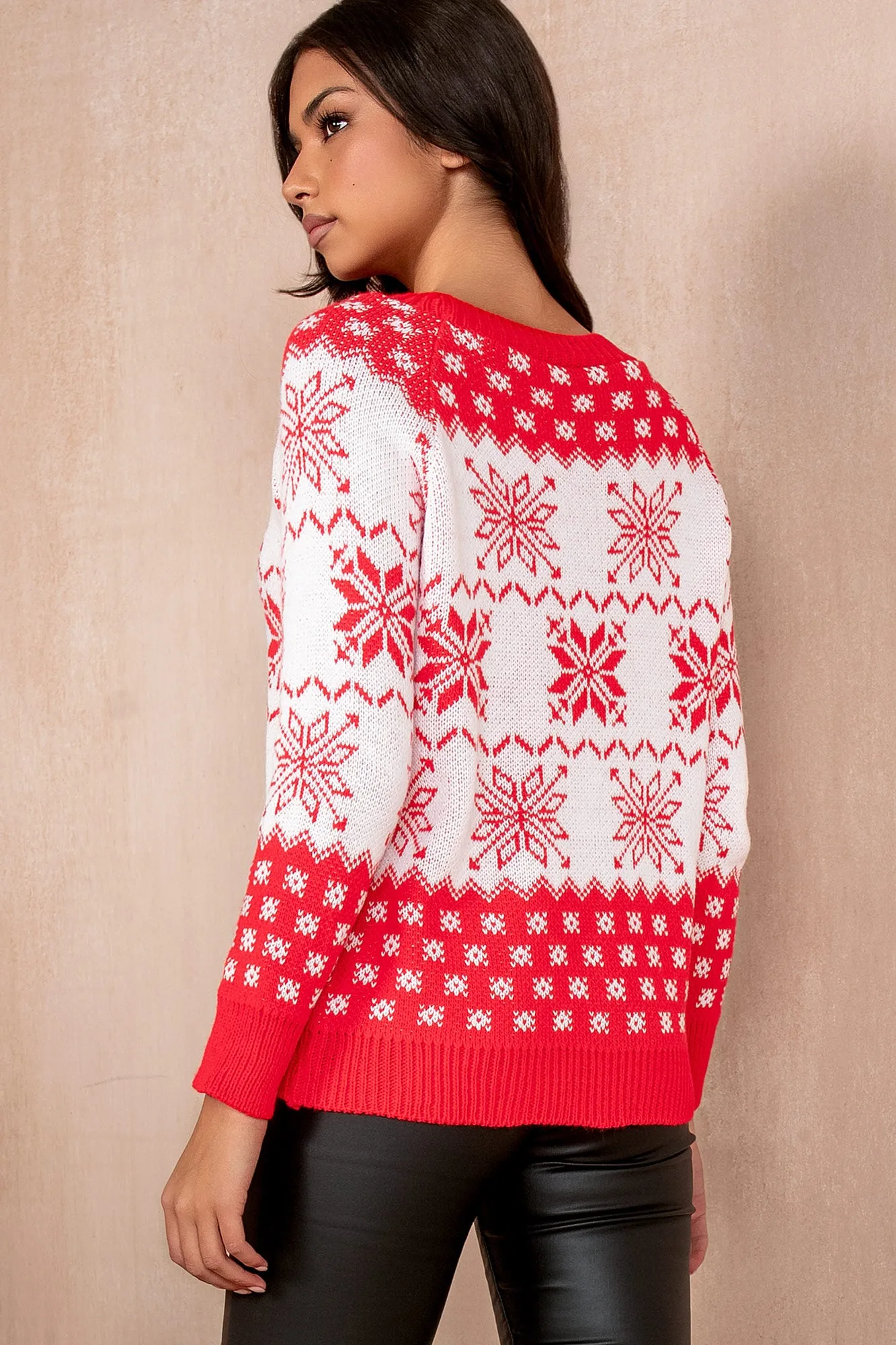 Joy Red and Cream Snowflake Knit Jumper sold by Va Va Voom product image thumbnail 2