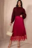 Hydee Burgundy Satin Skirt sold by Va Va Voom