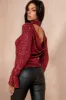 Haylee Burgundy Sequin Top sold by Va Va Voom