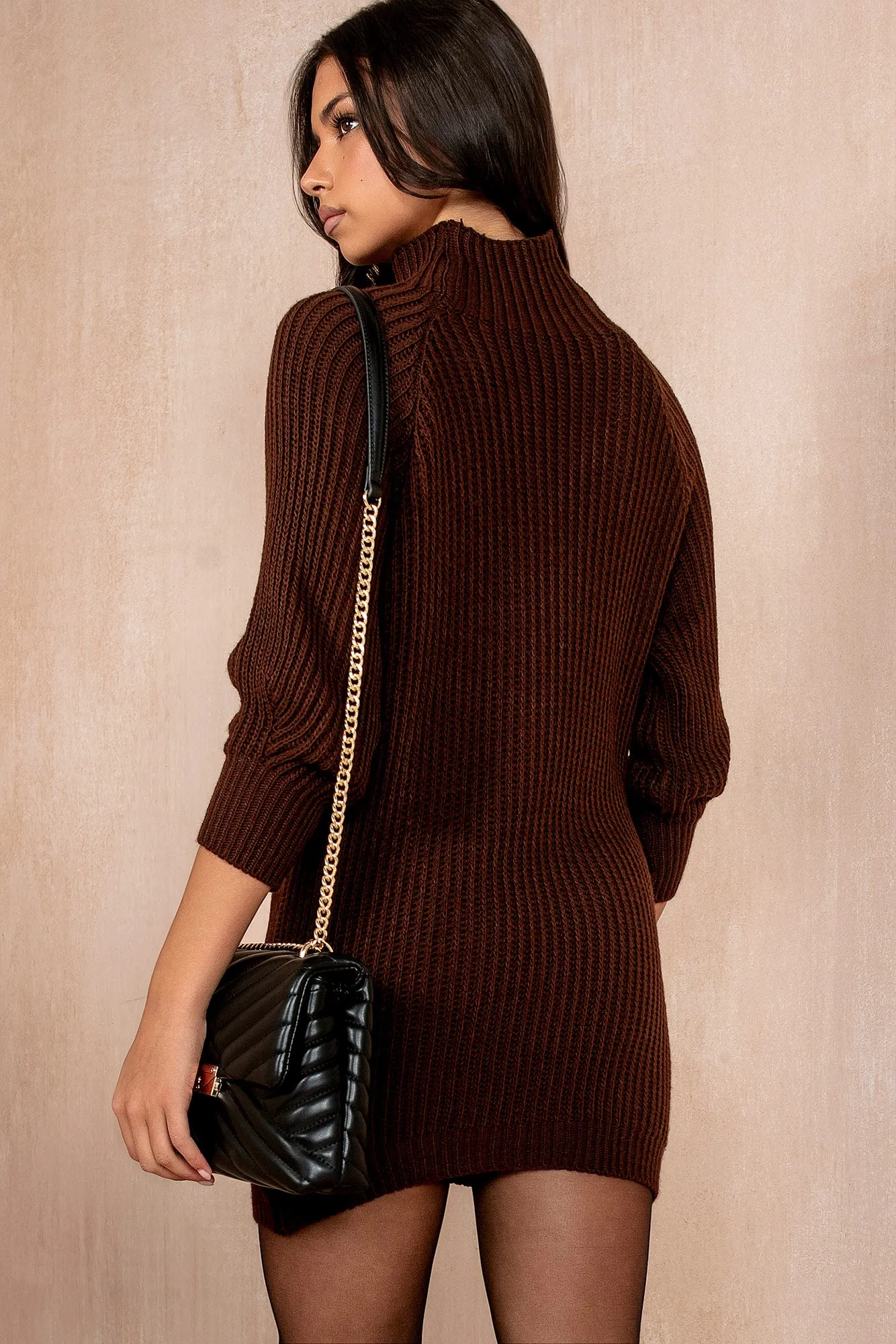 Reece Chocolate Knit Jumper Dress sold by Va Va Voom product image thumbnail 2