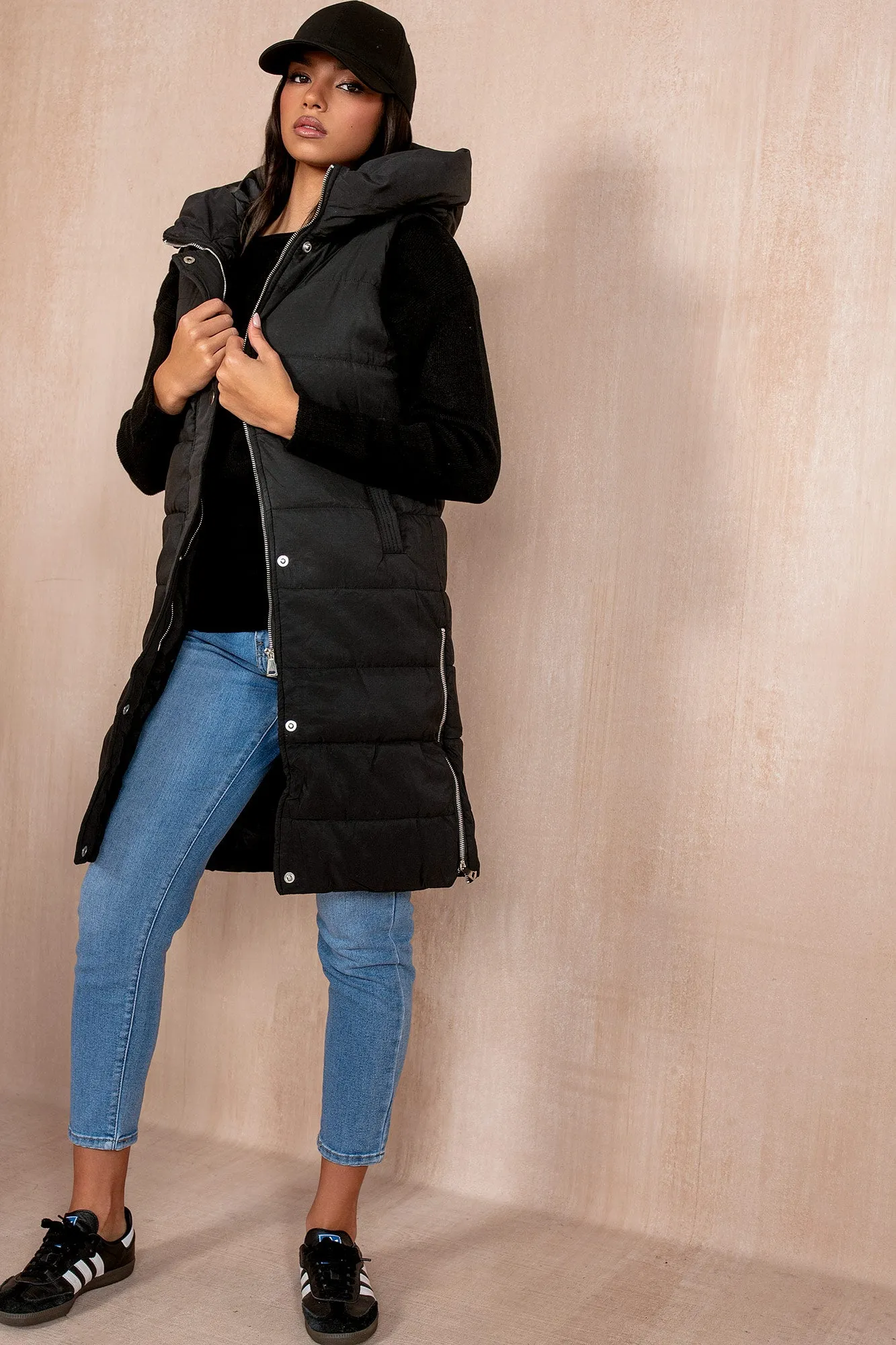 Pippa Black Oversized Longline Gilet sold by Va Va Voom product image thumbnail 3