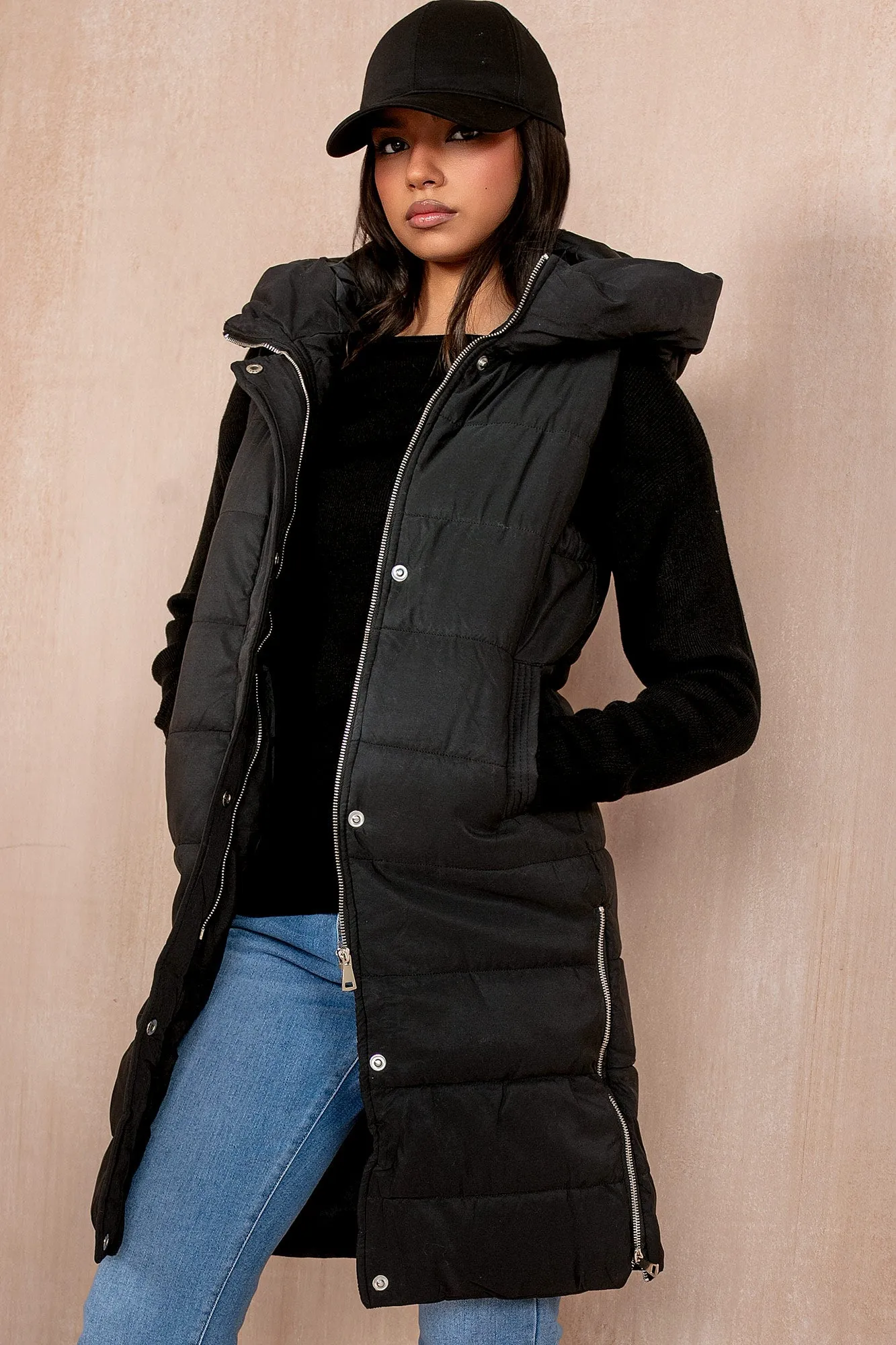 Pippa Black Oversized Longline Gilet sold by Va Va Voom product image thumbnail 4
