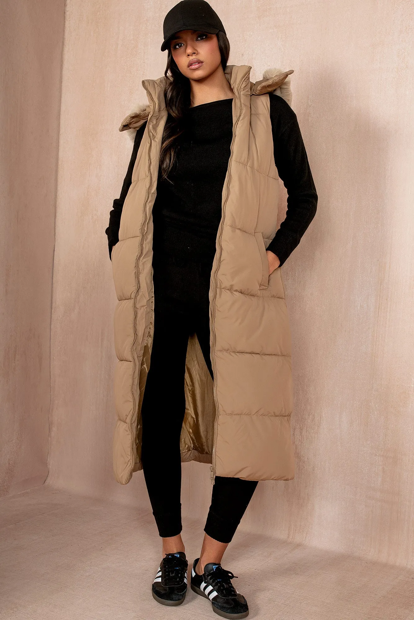 Breanna Camel Longline Padded Gilet sold by Va Va Voom product image thumbnail 3