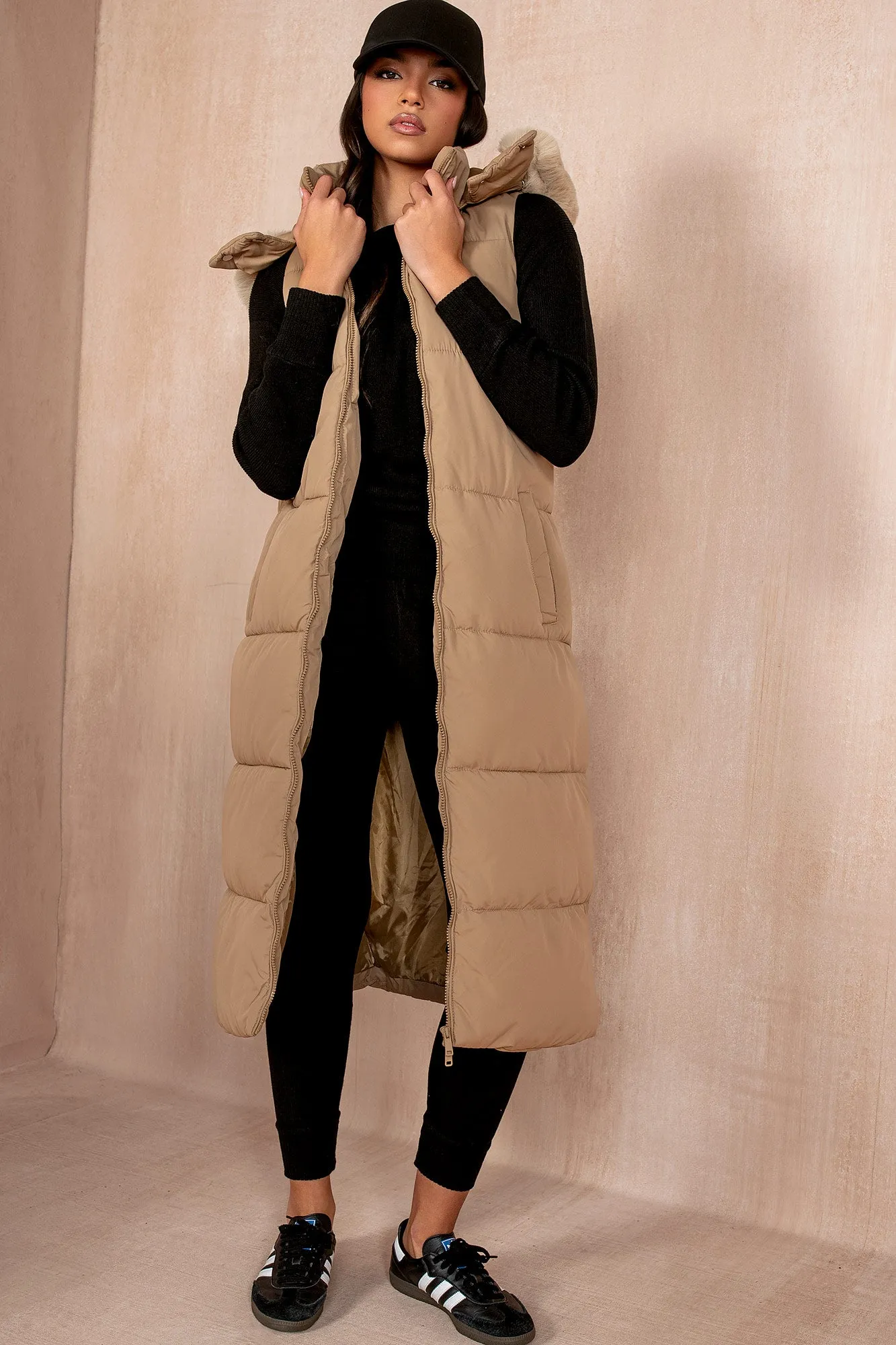 Breanna Camel Longline Padded Gilet sold by Va Va Voom product image thumbnail 4