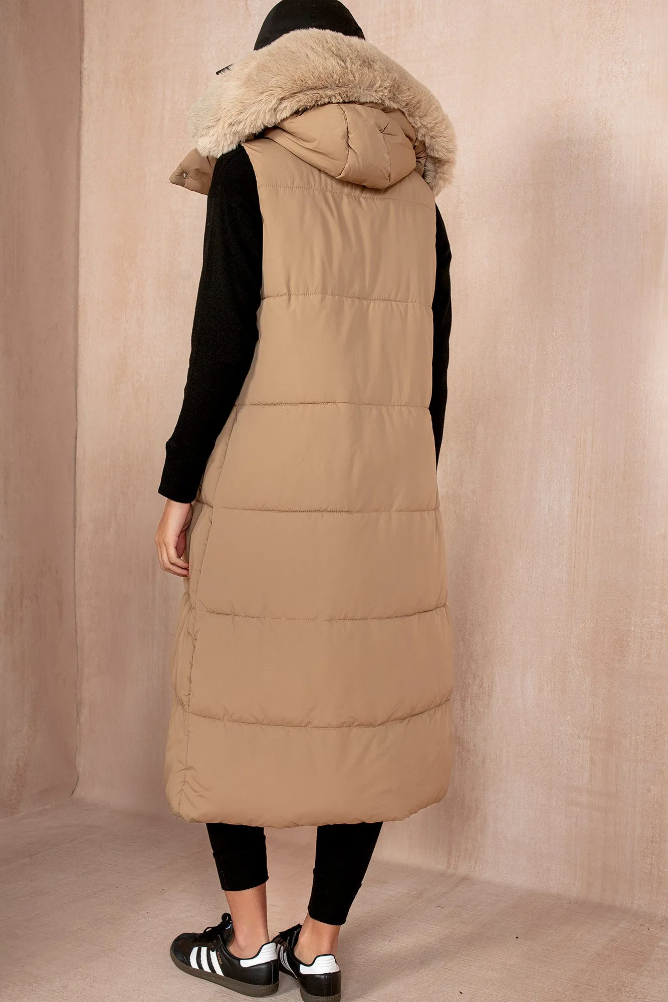 Breanna Camel Longline Padded Gilet sold by Va Va Voom product image thumbnail 2