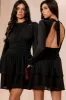 Rosa Black Chiffon Tiered Dress sold by Va Va Voom