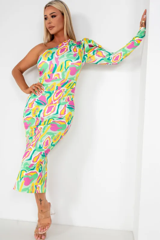 Oretta Green Print Dress sold by Va Va Voom