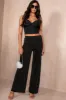 Kash Black Diamante Wide Leg Trousers sold by Va Va Voom