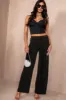 Kash Black Diamante Wide Leg Trousers sold by Va Va Voom