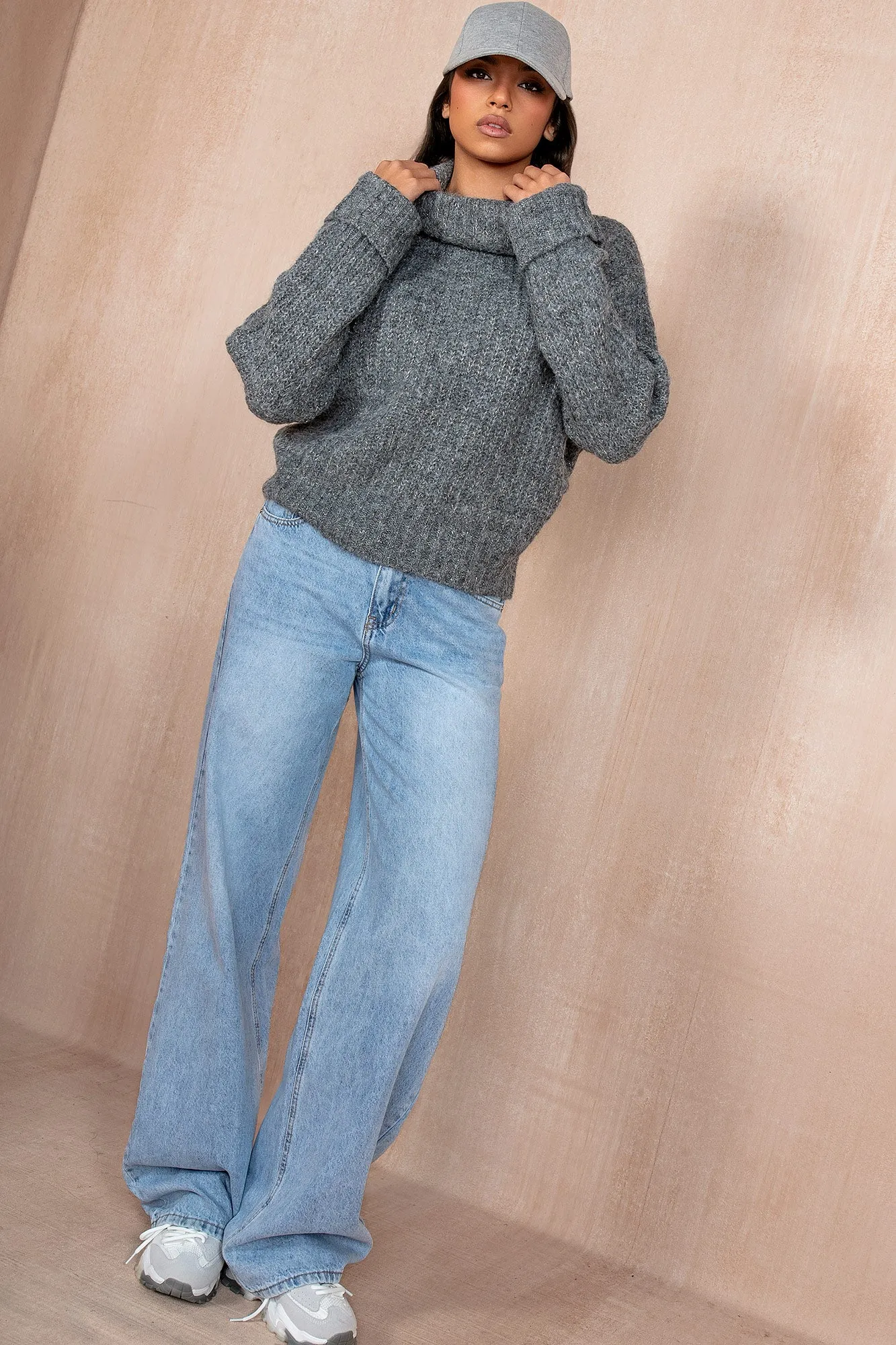 Dina Grey Chunky Knit Jumper sold by Va Va Voom product image thumbnail 3