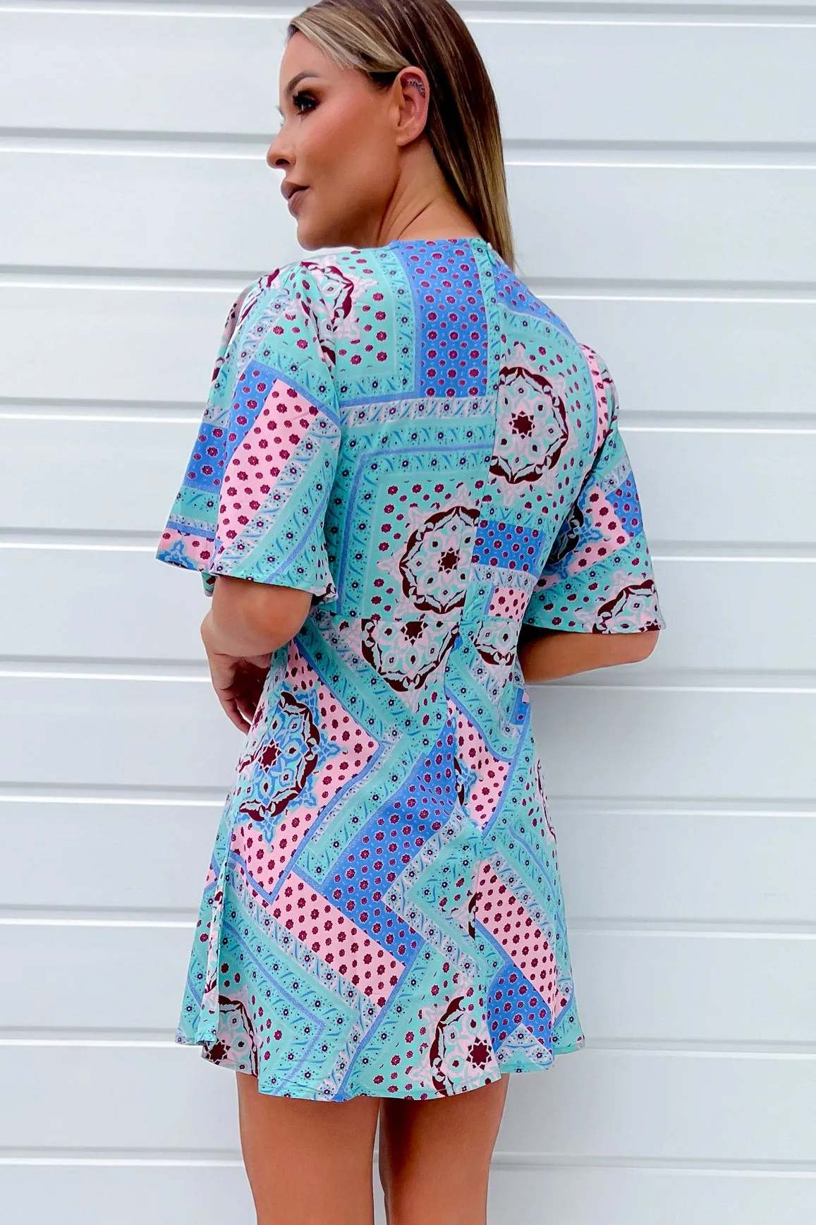 Anika Mint and Blue Print Dress sold by Va Va Voom product image thumbnail 2