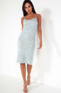 Isla Blue Daisy Print Midi Dress sold by Va Va Voom
