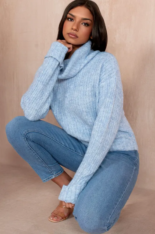 Dina Blue Chunky Knit Jumper sold by Va Va Voom