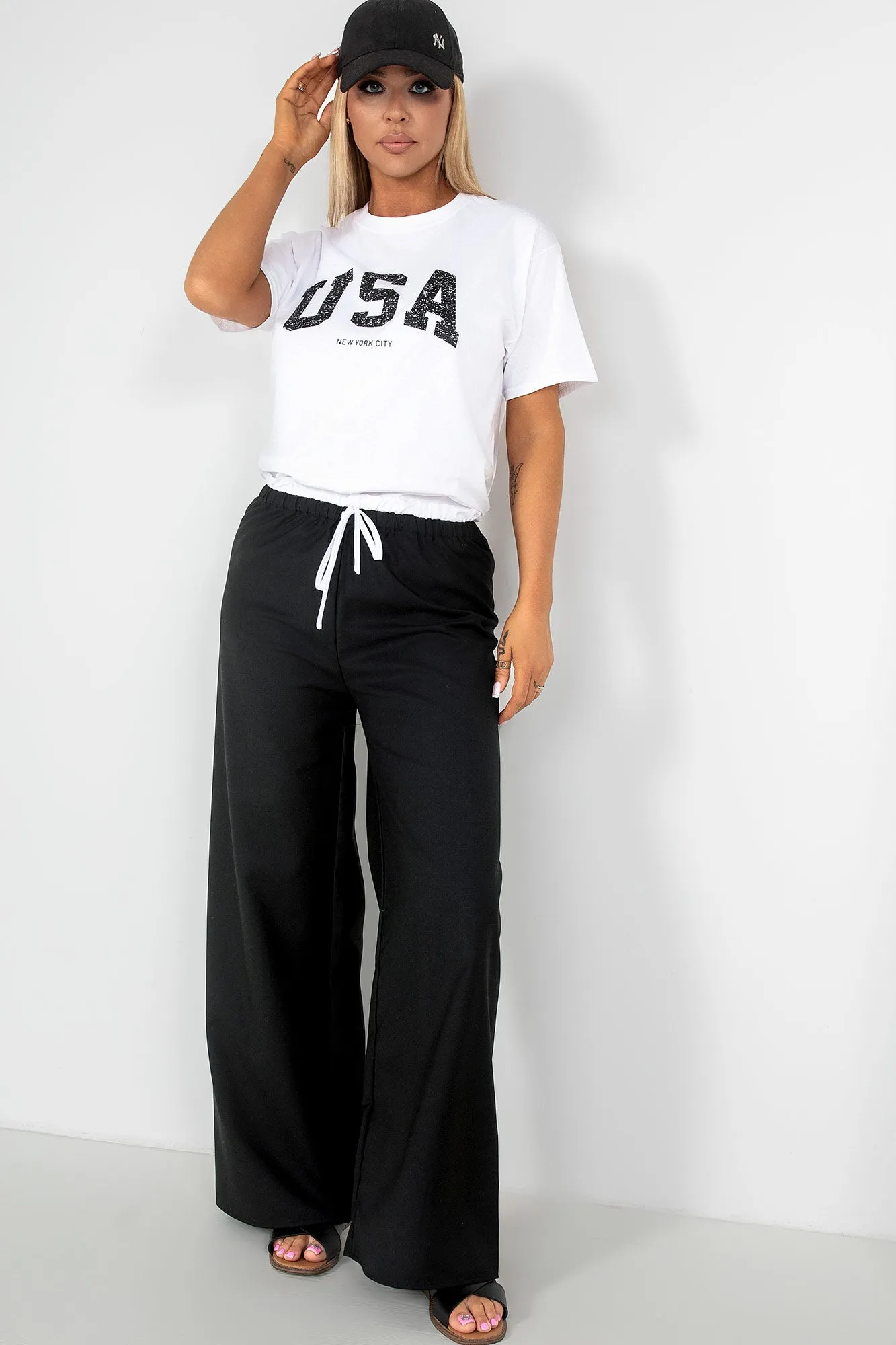 Palmira Black Wide Leg Trousers sold by Va Va Voom product image thumbnail 4
