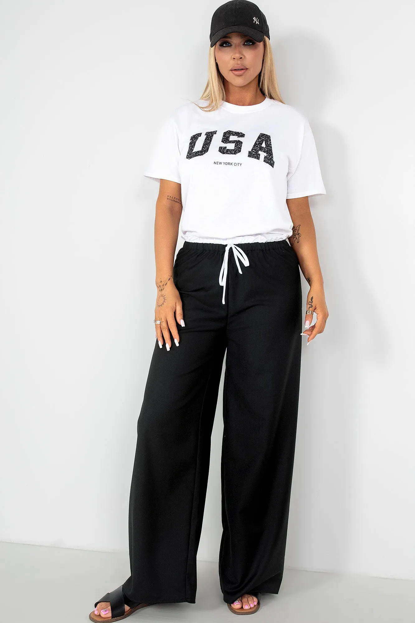 Palmira Black Wide Leg Trousers sold by Va Va Voom product image thumbnail 3