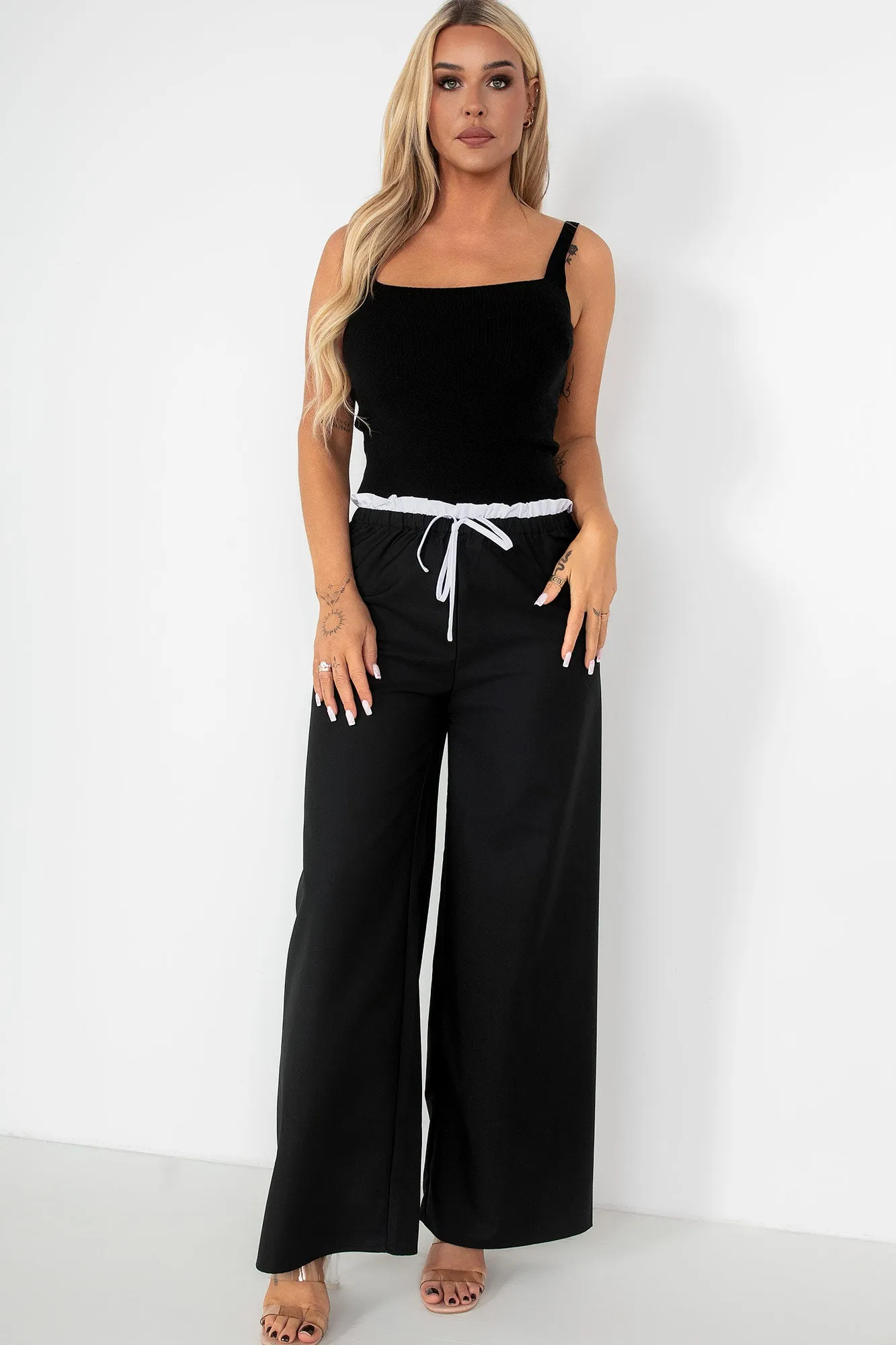 Palmira Black Wide Leg Trousers sold by Va Va Voom product image thumbnail 5