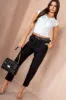 Isabel Black Belted Trousers sold by Va Va Voom