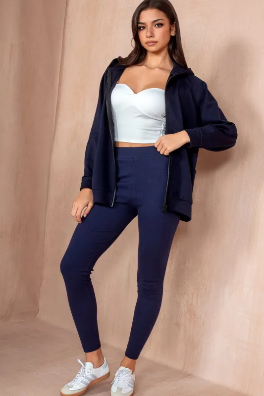 Emryn Navy Zip Up Hoodie sold by Va Va Voom