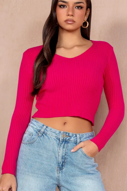 Poppy Fuchsia Knit Top sold by Va Va Voom