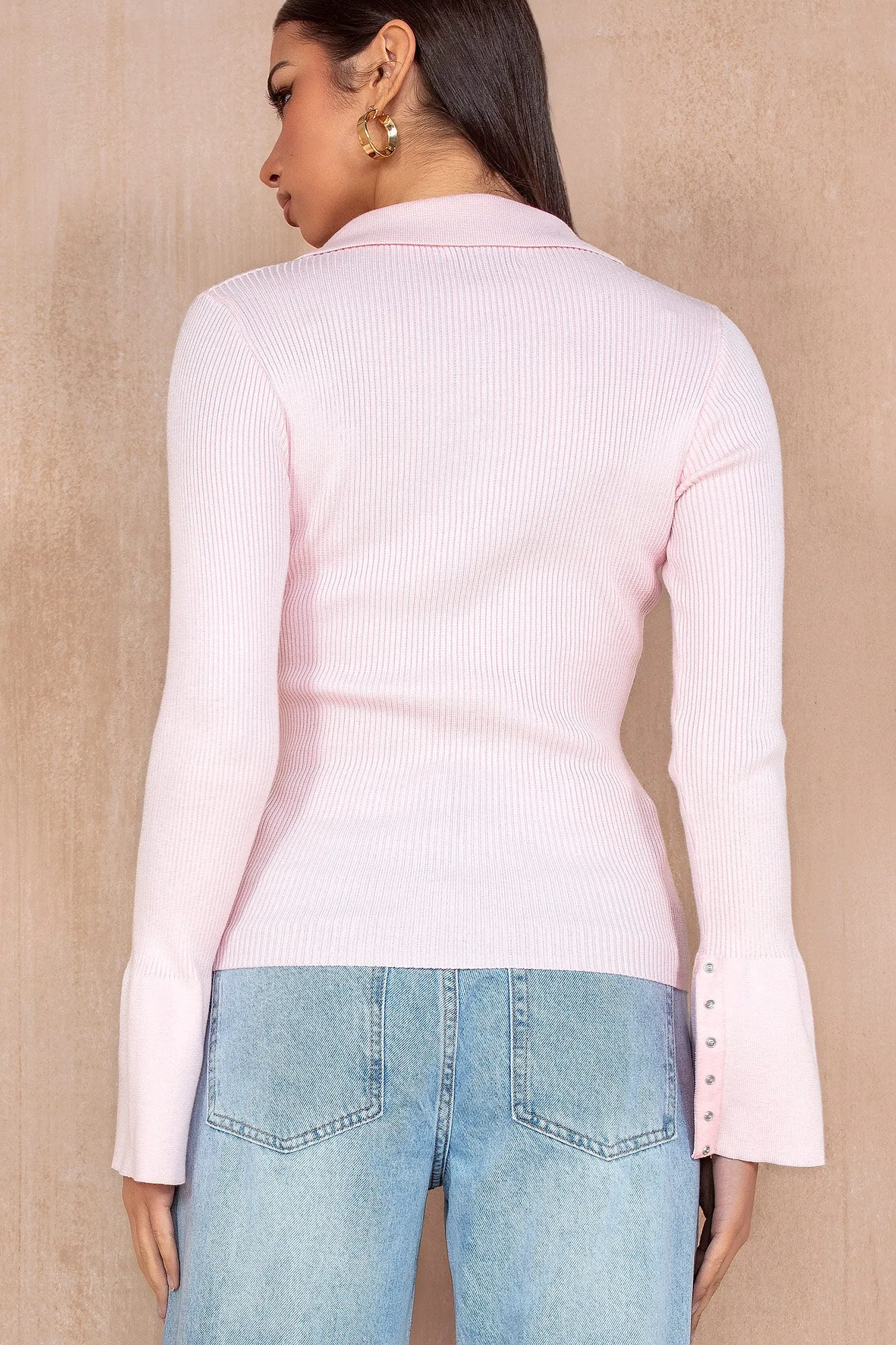 Phoenix Pink Knit Ribbed Blouse sold by Va Va Voom product image thumbnail 2