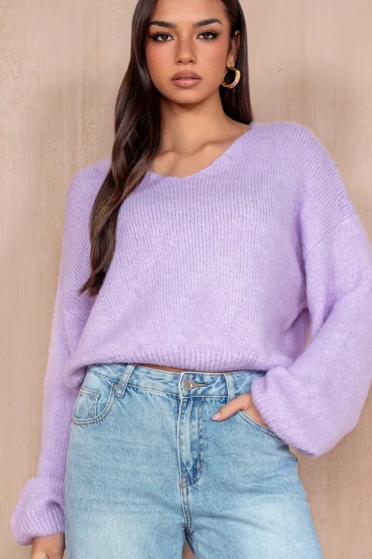 Lucille Lilac Soft Knit Jumper sold by Va Va Voom