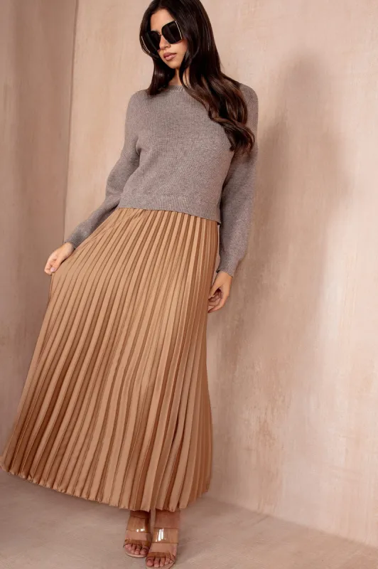 Arlene Taupe 2 in 1 Dress sold by Va Va Voom
