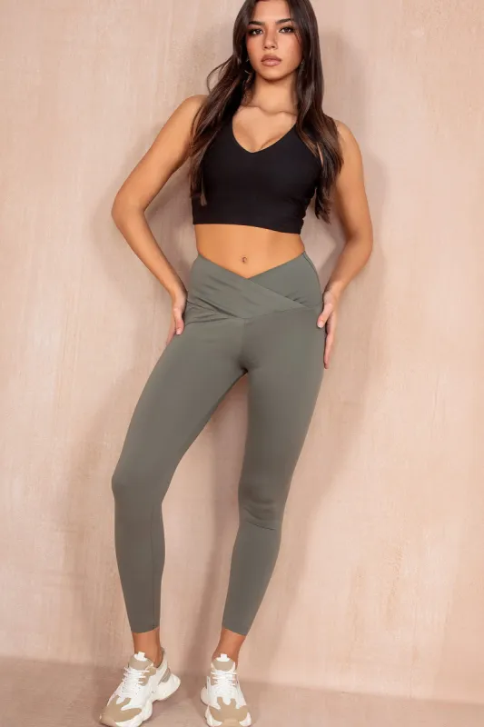 Isadora Khaki Sculpt Leggings sold by Va Va Voom