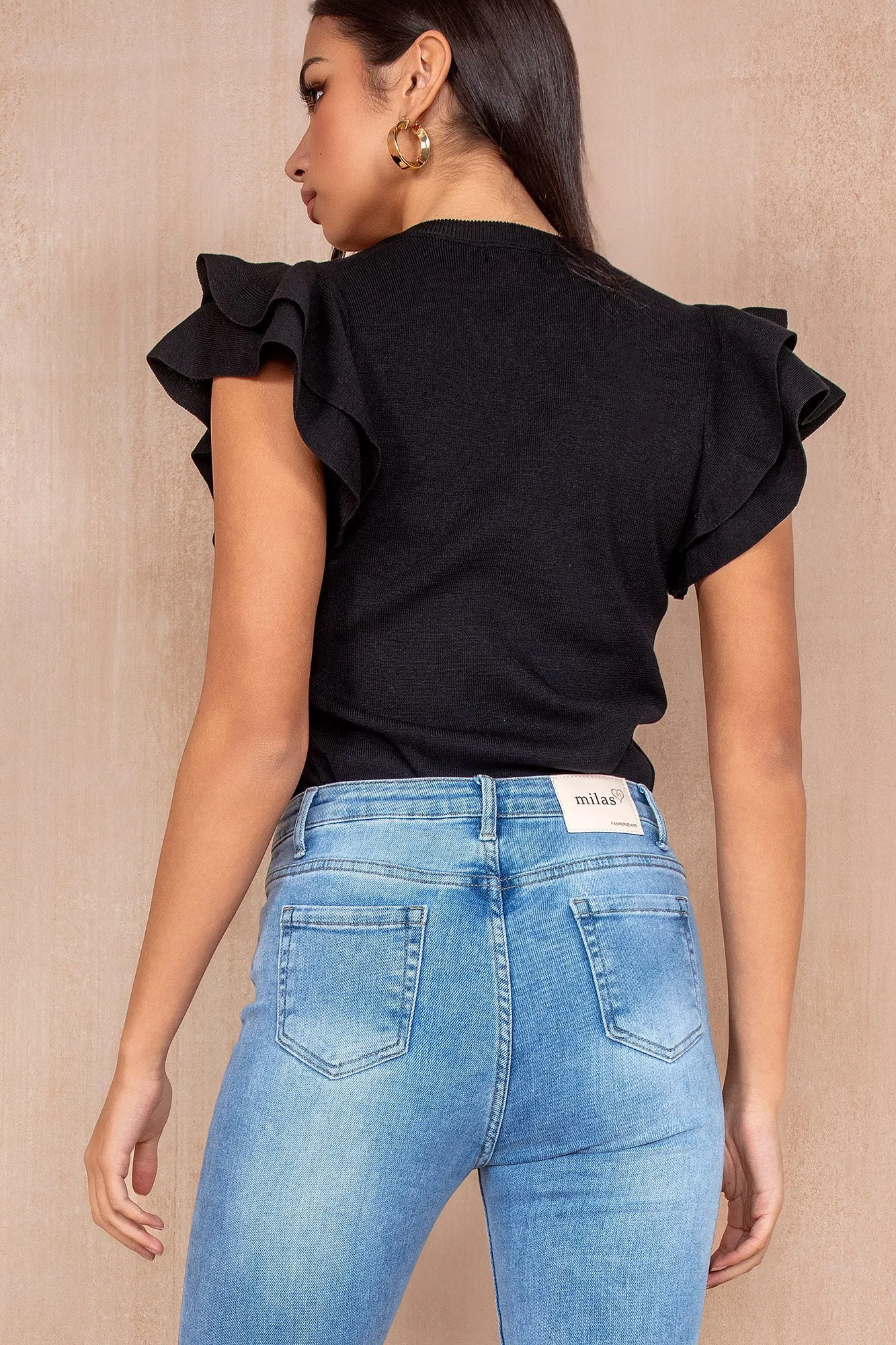 Nala Black Knit Ribbed Top sold by Va Va Voom product image thumbnail 2