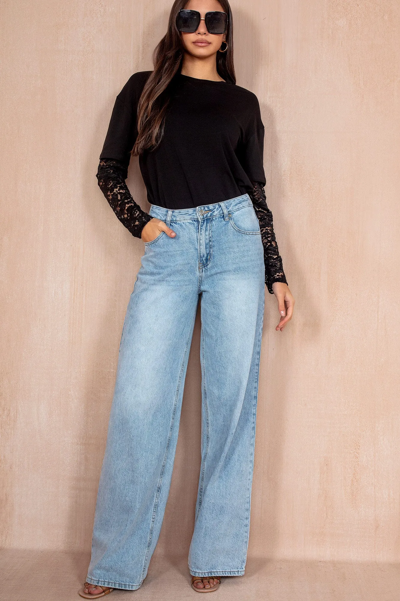 Olga Black Lace Sleeve Top sold by Va Va Voom product image thumbnail 3