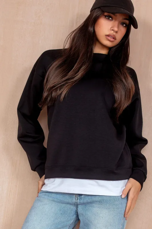 Jordan Black White Hem Sweatshirt sold by Va Va Voom