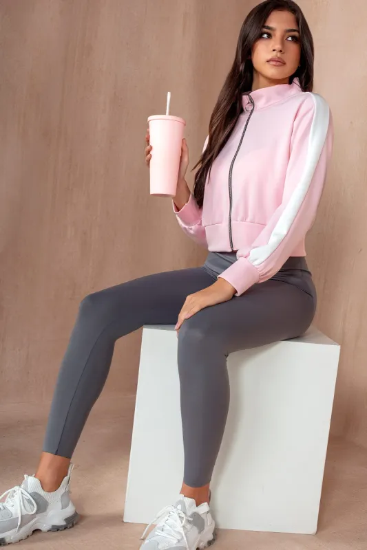 Abigail Pink Zip Up Top sold by Va Va Voom