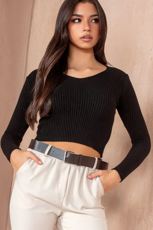 Poppy Black Knit Top sold by Va Va Voom