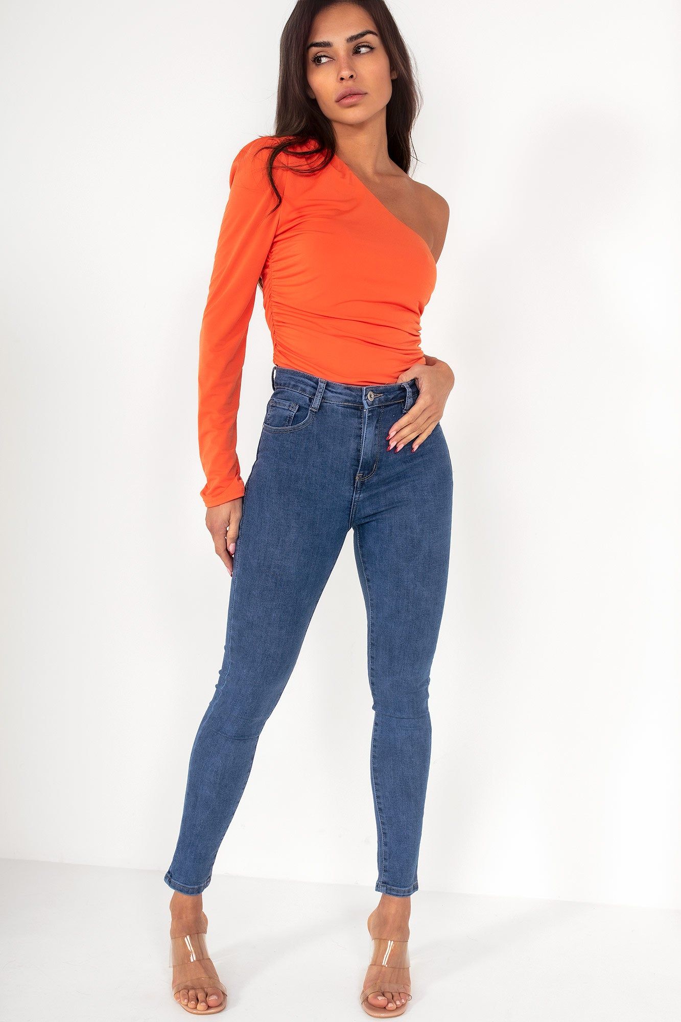 Olenna Orange One Shoulder Top sold by Va Va Voom product image thumbnail 3