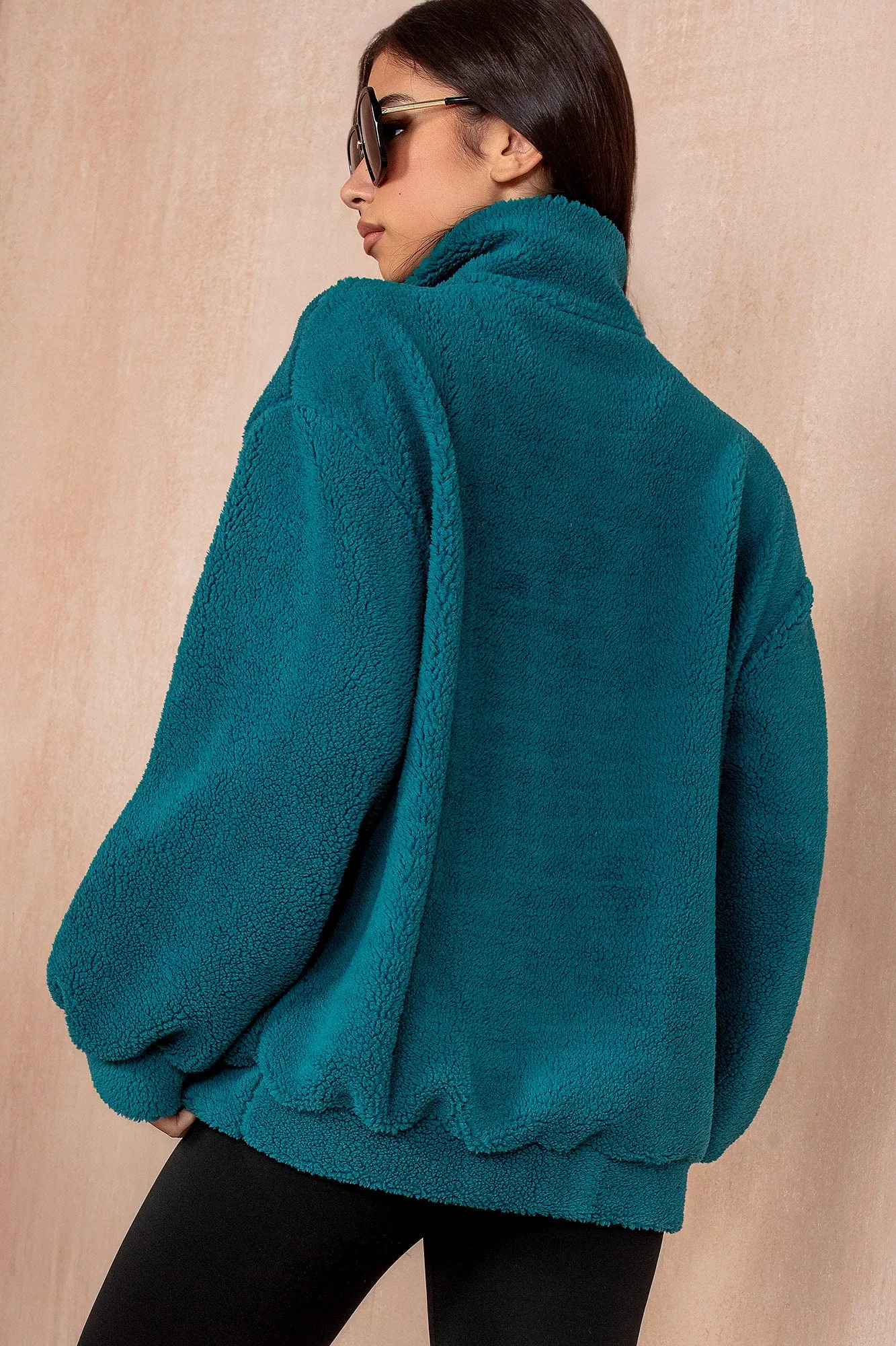 Emery Teal Teddy Half Zip sold by Va Va Voom product image thumbnail 2