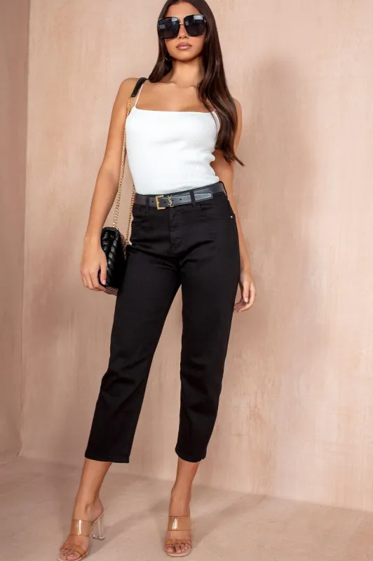 Jenna Black Ankle Grazer Mom Jeans sold by Va Va Voom