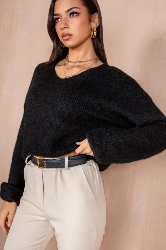 Lucille Black Soft Knit Jumper sold by Va Va Voom